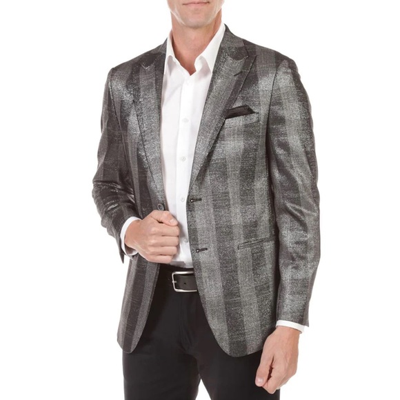 COPY - TALLIA Shimmer Plaid Inner Animal Snakeskin Print Size 46L Sport Coa… - Picture 1 of 11